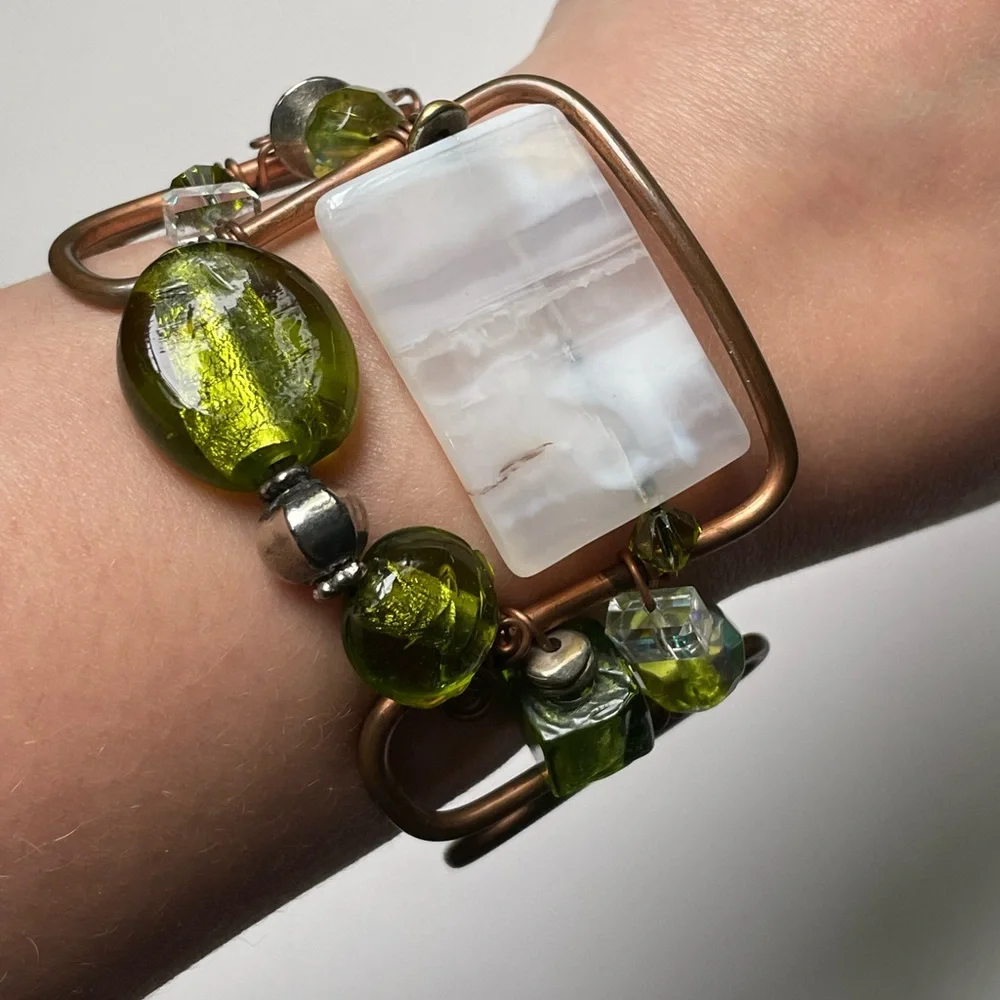 Copper Wire Work Beaded Bracelet